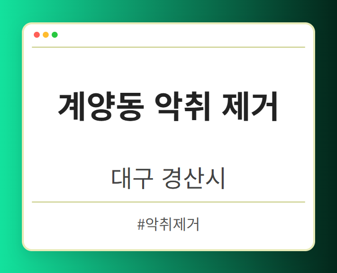 계양동 악취 제거 - 대구 경산시 계양동 악취 제거 전문업체