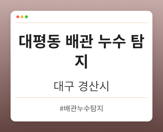 대평동 배관 누수 탐지 - 대구 경산시 대평동 배관 누수 탐지 전문업체