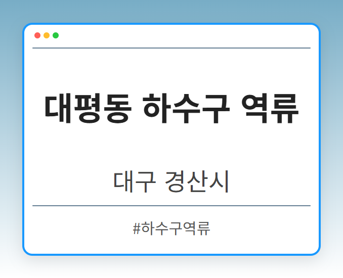 대평동 하수구 역류 - 대구 경산시 대평동 하수구 역류 전문업체