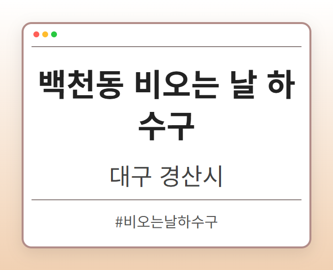 백천동 비오는 날 하수구 - 대구 경산시 백천동 비오는 날 하수구 전문업체