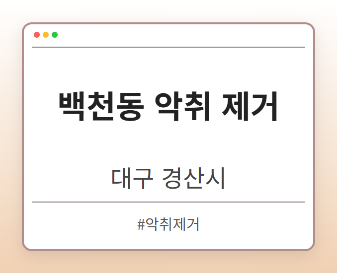 백천동 악취 제거 - 대구 경산시 백천동 악취 제거 전문업체