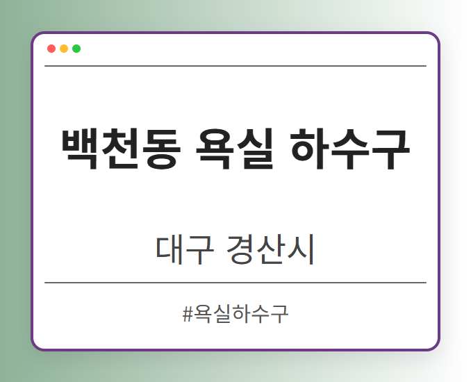 백천동 욕실 하수구 - 대구 경산시 백천동 욕실 하수구 전문업체