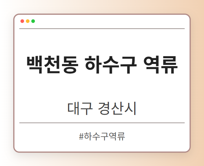 백천동 하수구 역류 - 대구 경산시 백천동 하수구 역류 전문업체
