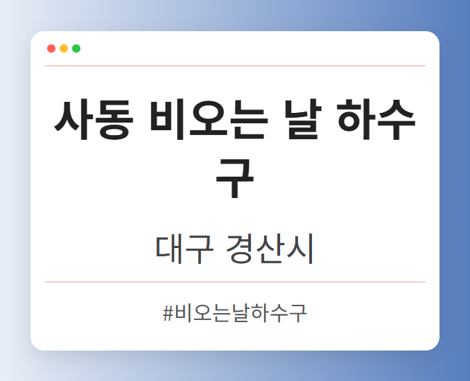 사동 비오는 날 하수구 - 대구 경산시 사동 비오는 날 하수구 전문업체