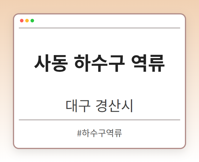 사동 하수구 역류 - 대구 경산시 사동 하수구 역류 전문업체