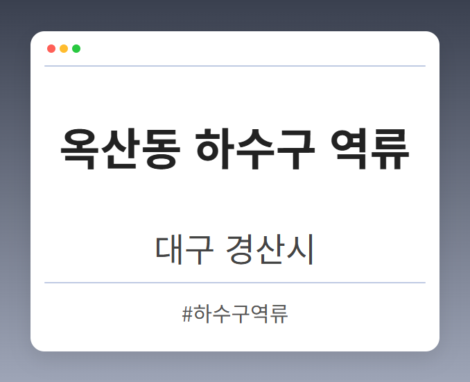 옥산동 하수구 역류 - 대구 경산시 옥산동 하수구 역류 전문업체