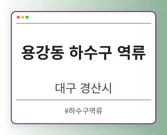 용강동 하수구 역류 - 대구 경산시 용강동 하수구 역류 전문업체