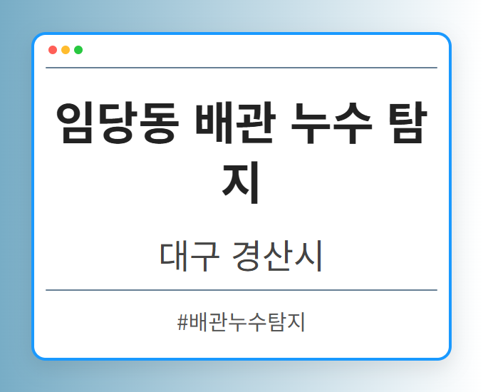 임당동 배관 누수 탐지 - 대구 경산시 임당동 배관 누수 탐지 전문업체