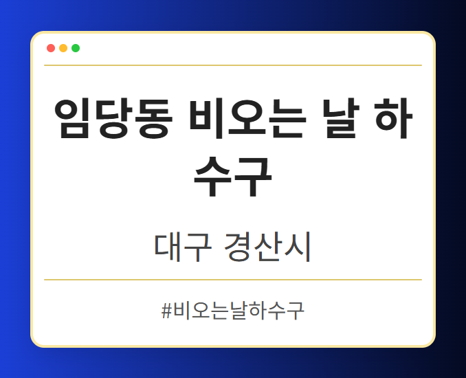 임당동 비오는 날 하수구 - 대구 경산시 임당동 비오는 날 하수구 전문업체