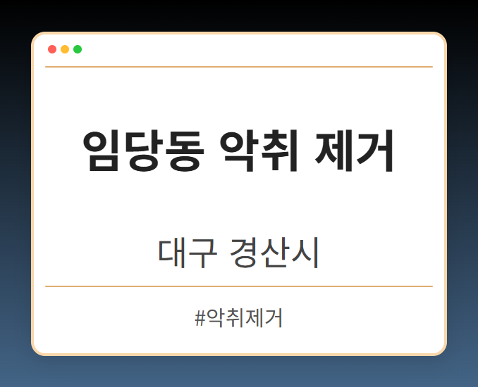 임당동 악취 제거 - 대구 경산시 임당동 악취 제거 전문업체
