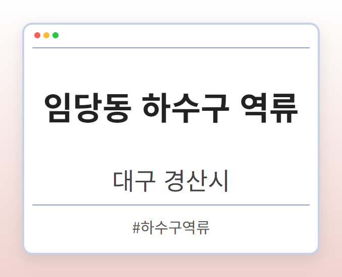 임당동 하수구 역류 - 대구 경산시 임당동 하수구 역류 전문업체