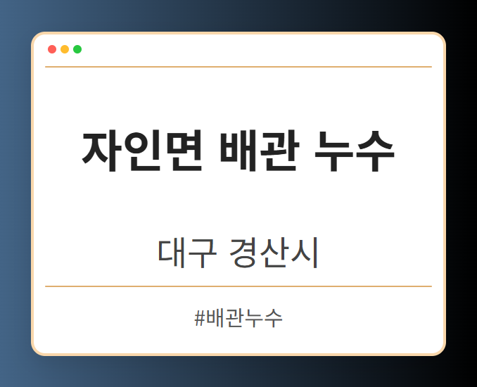자인면 배관 누수 - 대구 경산시 자인면 배관 누수 전문업체