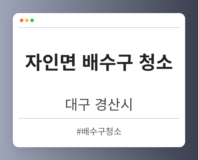 자인면 배수구 청소 - 대구 경산시 자인면 배수구 청소 전문업체