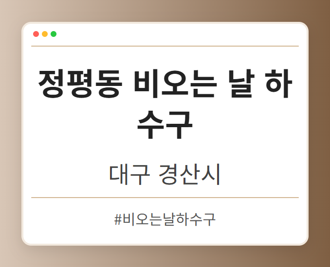 정평동 비오는 날 하수구 - 대구 경산시 정평동 비오는 날 하수구 전문업체