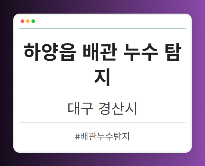 하양읍 배관 누수 탐지 - 대구 경산시 하양읍 배관 누수 탐지 전문업체