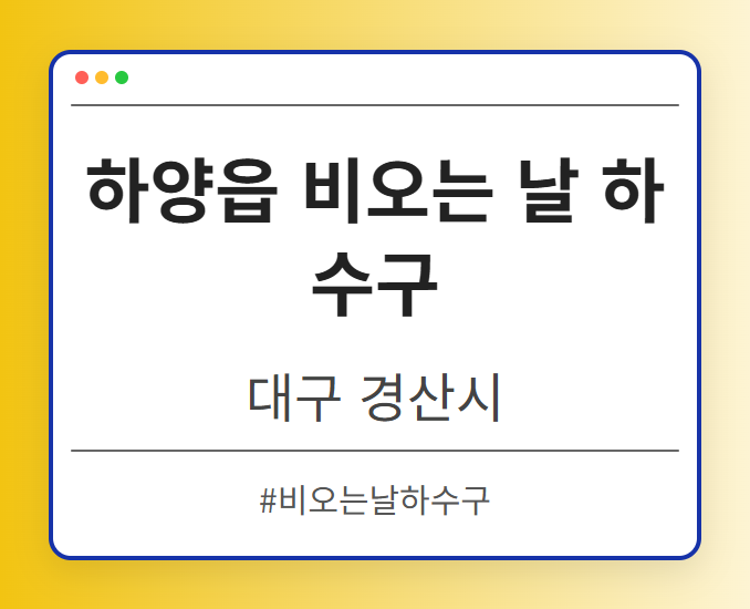 하양읍 비오는 날 하수구 - 대구 경산시 하양읍 비오는 날 하수구 전문업체