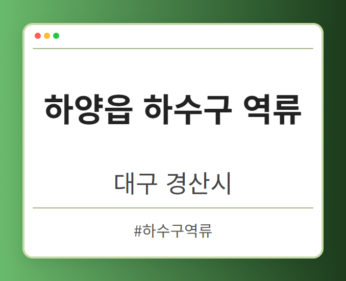 하양읍 하수구 역류 - 대구 경산시 하양읍 하수구 역류 전문업체